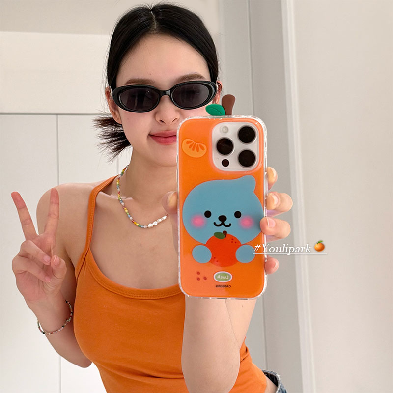 夏日可爱立体橙子酷儿苹果手机壳