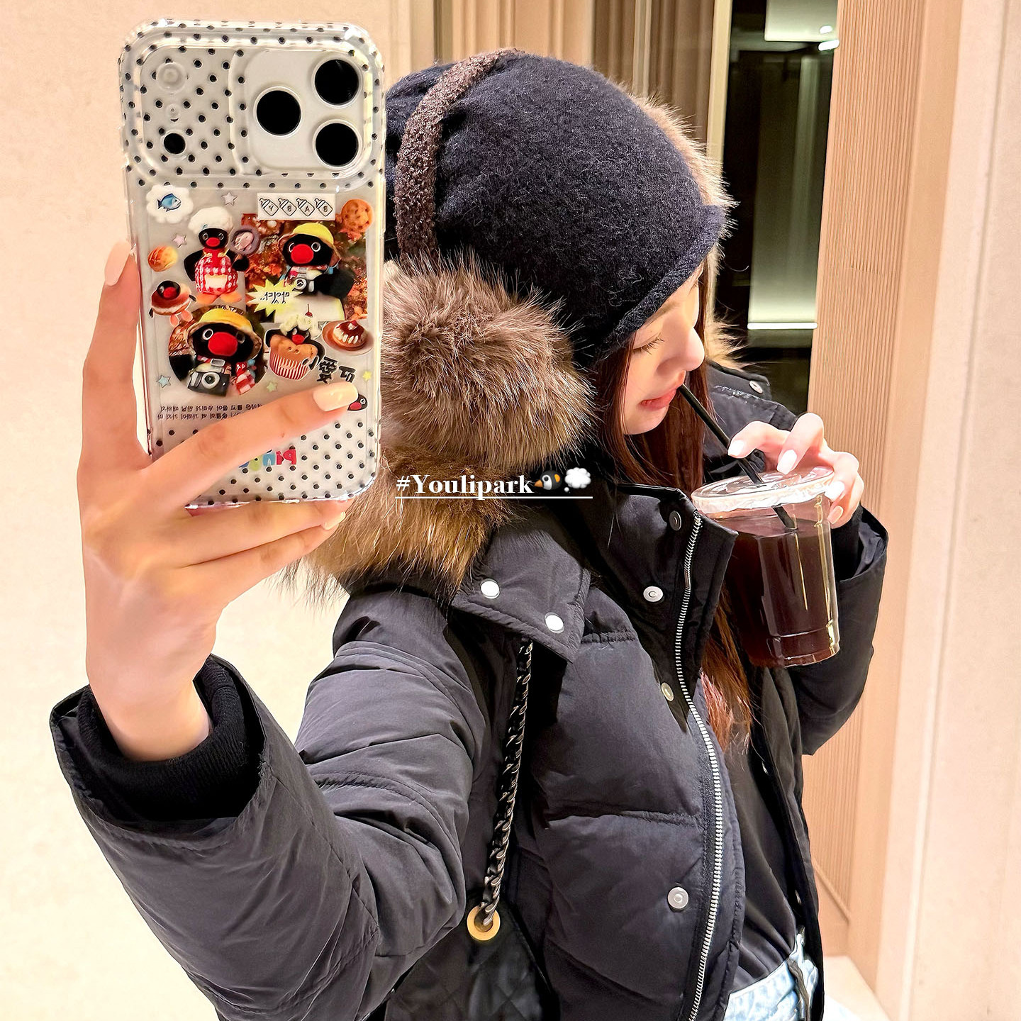 呆萌可爱波点面包企鹅苹果手机壳