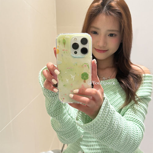 少女心春日氛围感插画苹果手机壳