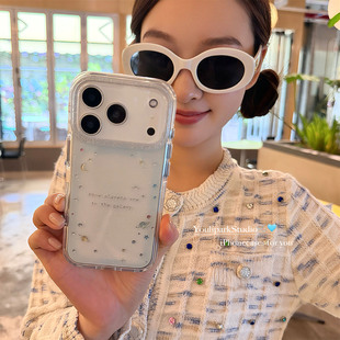 由里公园ins少女心浪漫梦幻闪粉透蓝星球17适用17pro苹果17ProMax手机壳iPhone16全包14新款 16Promax保护套13