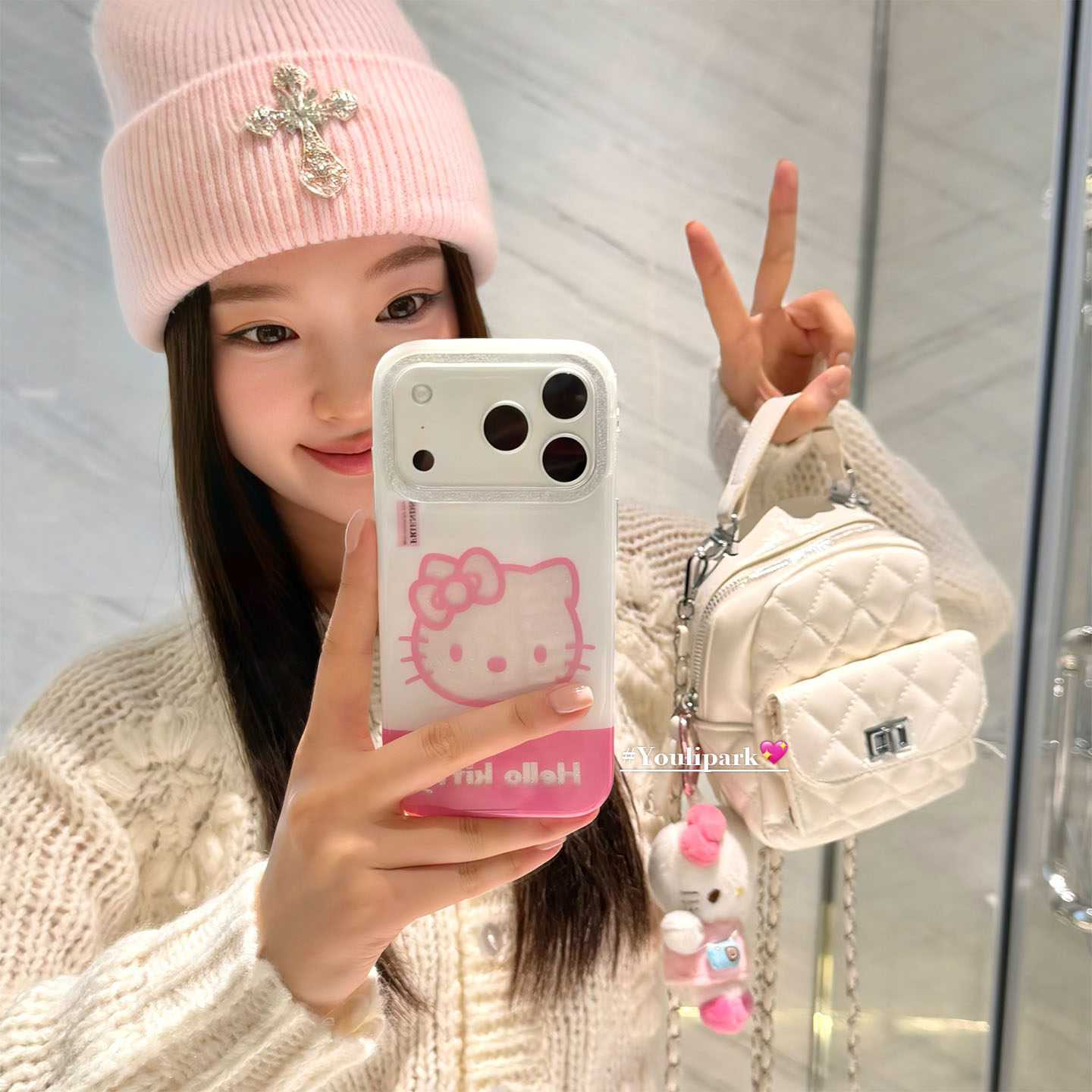 可爱甜美樱花粉卡通苹果手机壳女