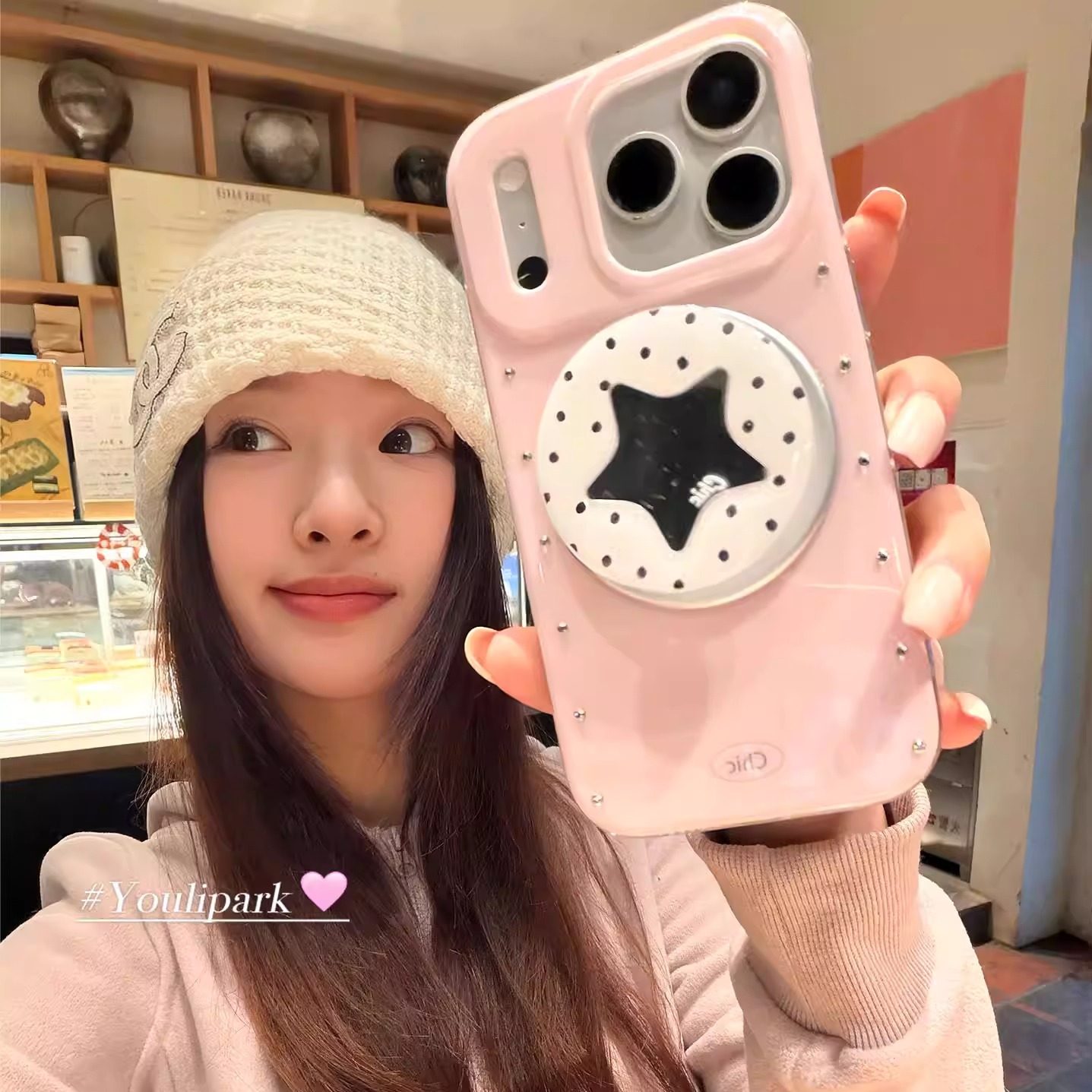 由里公园ins少女奶油粉水钻波点星星磁吸支架适用17pro苹果17ProMax手机壳iPhone16全包14新款16Promax保护套,3C数码配件,手机保护套/壳,淘宝优惠券,粉丝福利购,淘宝优惠卷