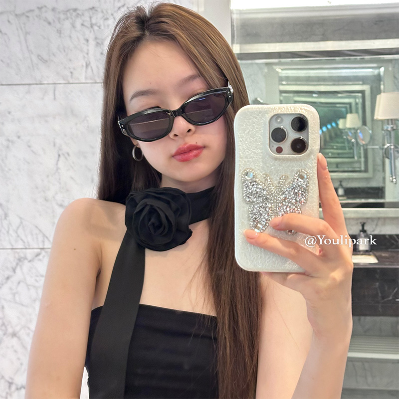 苹果手机壳气质高级少女水钻蝴蝶
