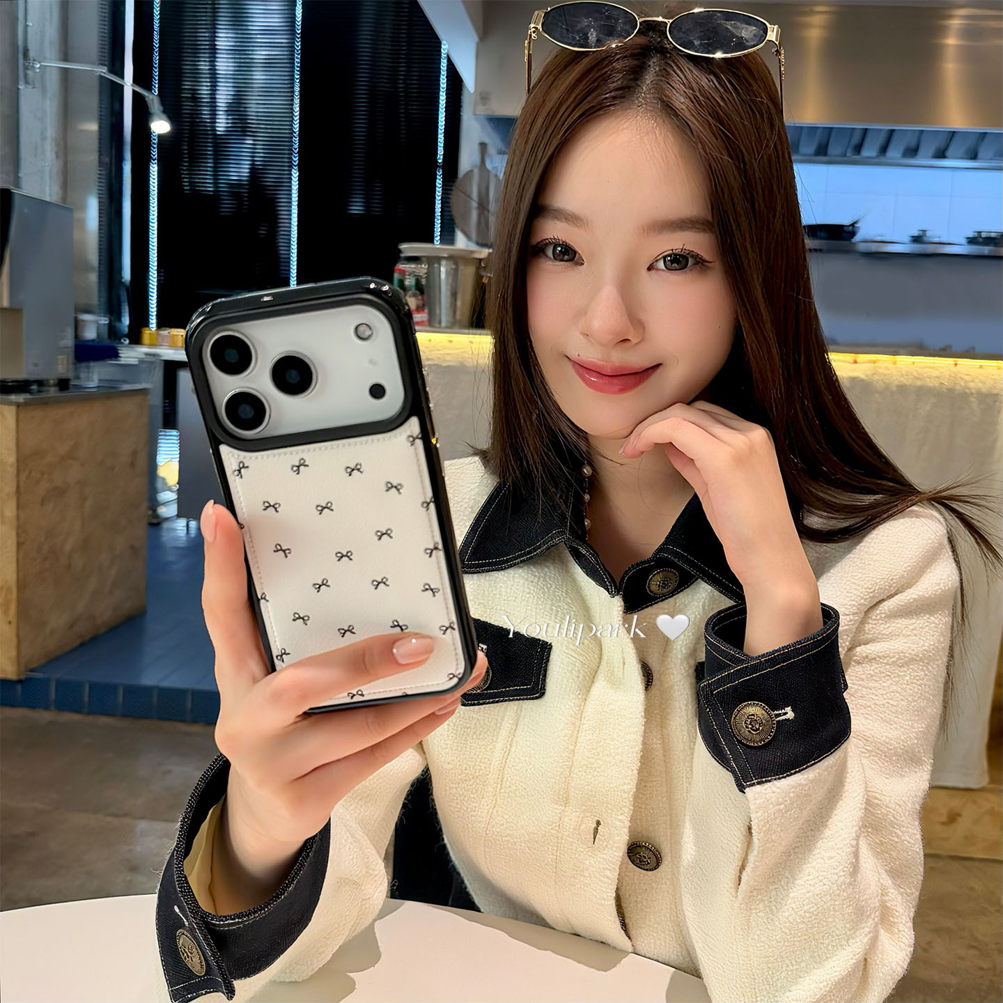 少女优雅黑满屏蝴蝶结苹果手机壳