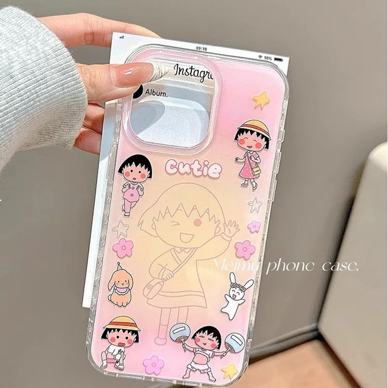 樱桃小丸子可爱适用iPhone16pro手机壳苹果13promax新款15pro卡通小米15/14pro女款华为mate70/60pro保护套男