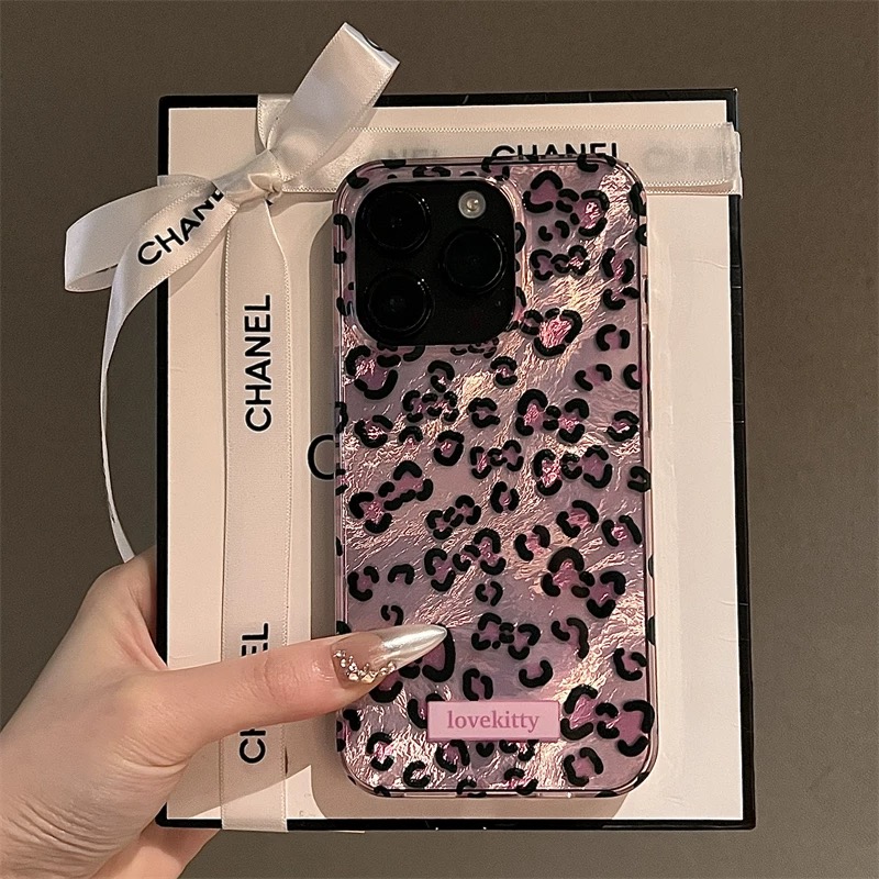 韩系高级简约紫色豹纹适用iPhone16pro手机壳苹果13promax新款15pro小米15/14pro女款华为mate70/60pro保护套