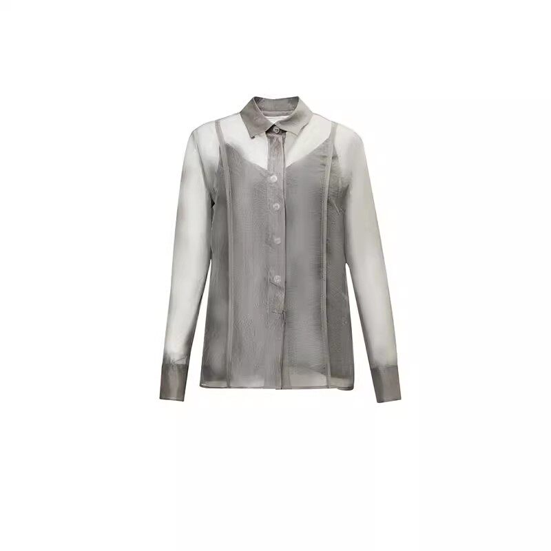 【淘宝直播间】春夏新款优雅气质风简约纯色透气舒适衬衫女