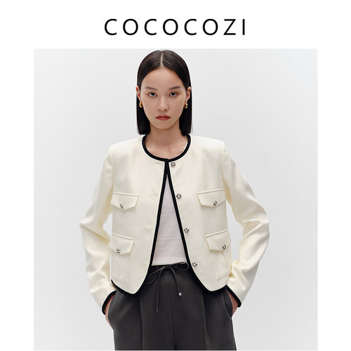 COCOCOZI【城市漫步】桑蚕丝小香风短外套女早春法式时髦羊毛上衣