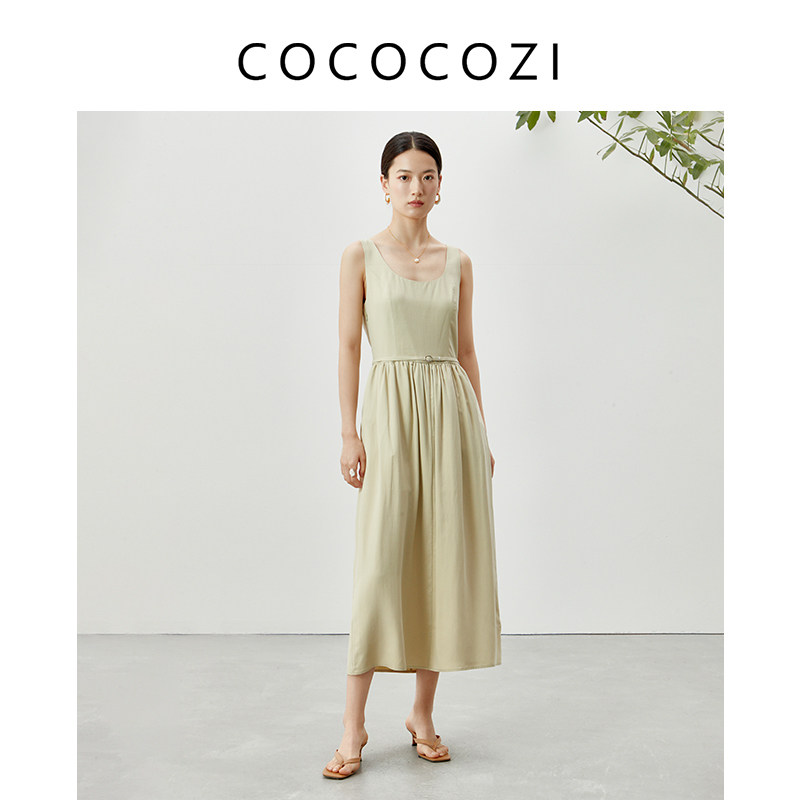 COCOCOZI【高知通勤】24mm绢纺真丝连衣裙桑蚕丝无袖背心裙子女夏