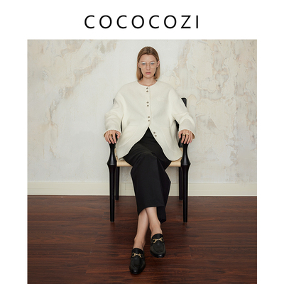 COCOCOZI老钱风小香松弛感羊毛外套女 秘鲁进口羊驼毛双面呢上衣