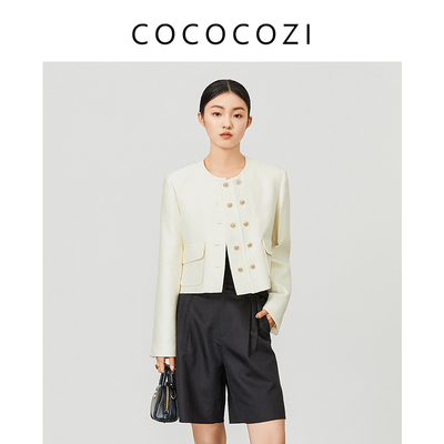 COCOCOZI复古风双层扣小香外套