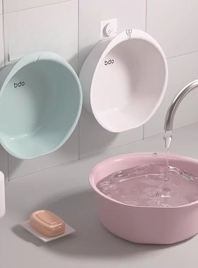 bdo脸盆免打孔卫生间挂盆神器浴室壁挂放洗澡盆加厚塑料盆子大号