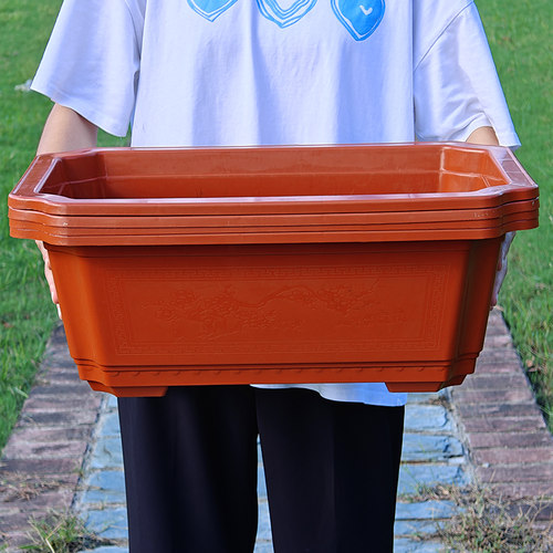 复古长方型花盆八角苗木盆景加厚耐用养花种菜盆栽树脂四方塑料盆