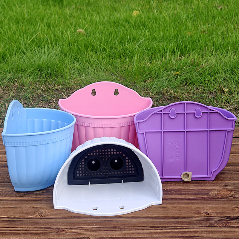 彩色壁挂花盆加厚墙挂悬挂式吊兰花卉盆栽阳台环保半圆耐用树脂盆