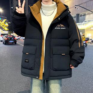 棉衣男款2025年新款冬季青少年加厚潮牌保暖棉服高中生工装丝棉袄