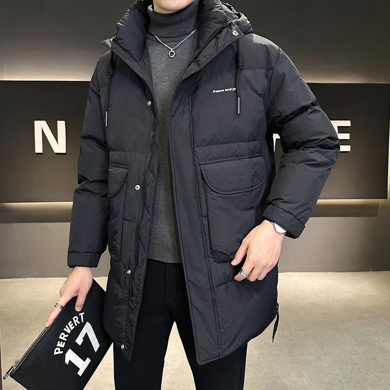 羽绒服男中长款秋冬季加厚白鸭绒冬装2025年新款男士保暖潮牌外套