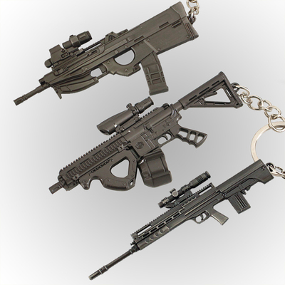 9cm迷你小枪AUG F2000步枪 T88狙击 RPK16机枪合金钥匙扣书包挂件