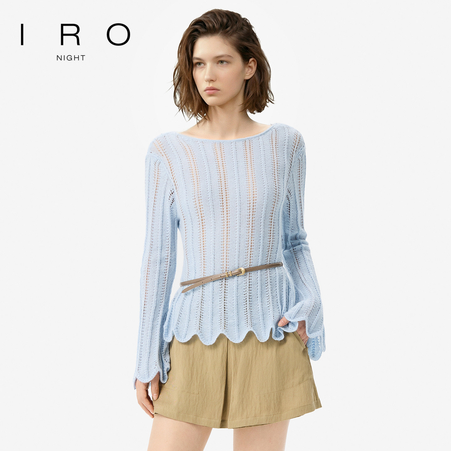 IRO Night 镂空针织长袖两面穿含马海毛法式轻奢26春季新款