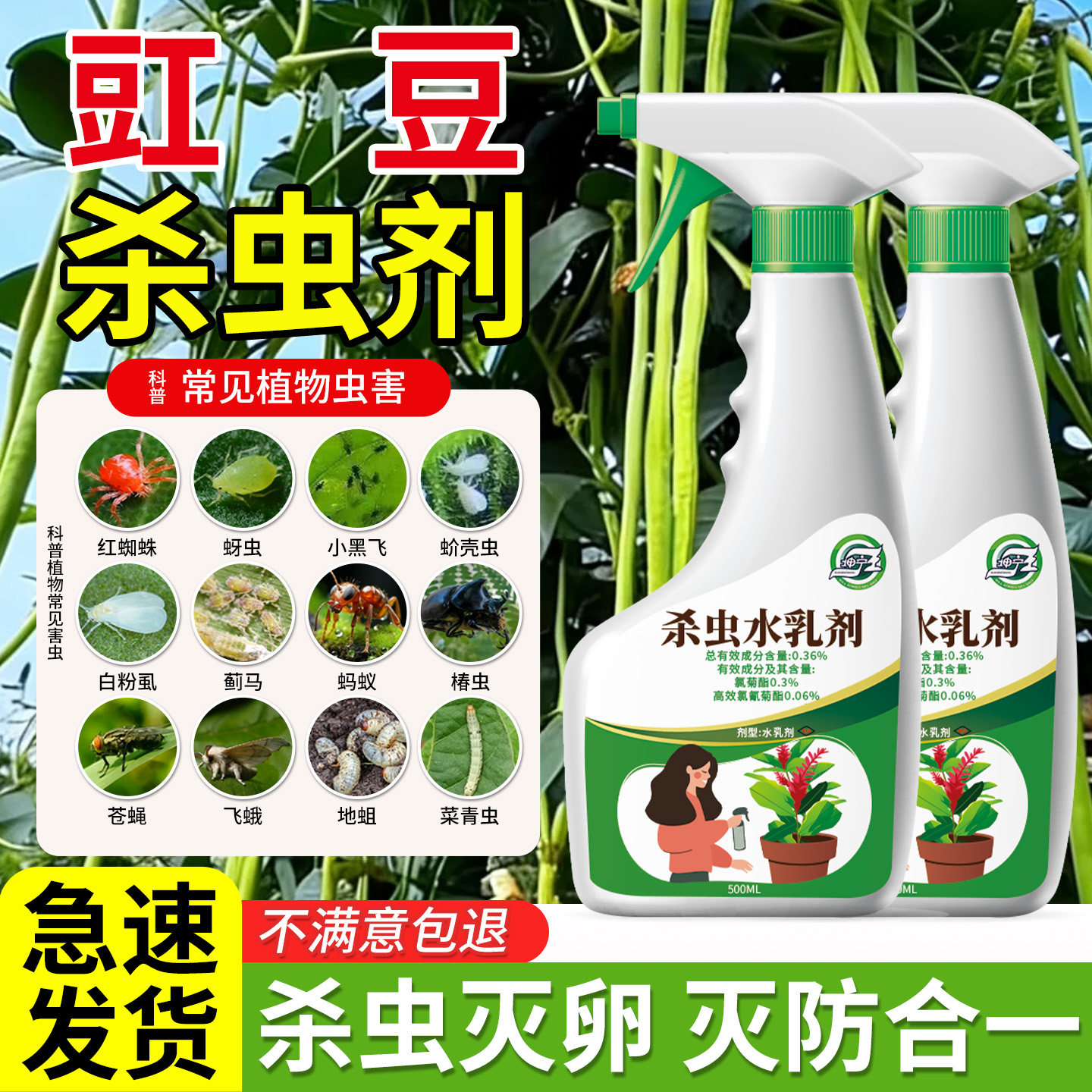 豇豆杀虫剂豆角蔬菜除虫打虫药驱虫蚜虫红蜘蛛病虫害非无毒农药防