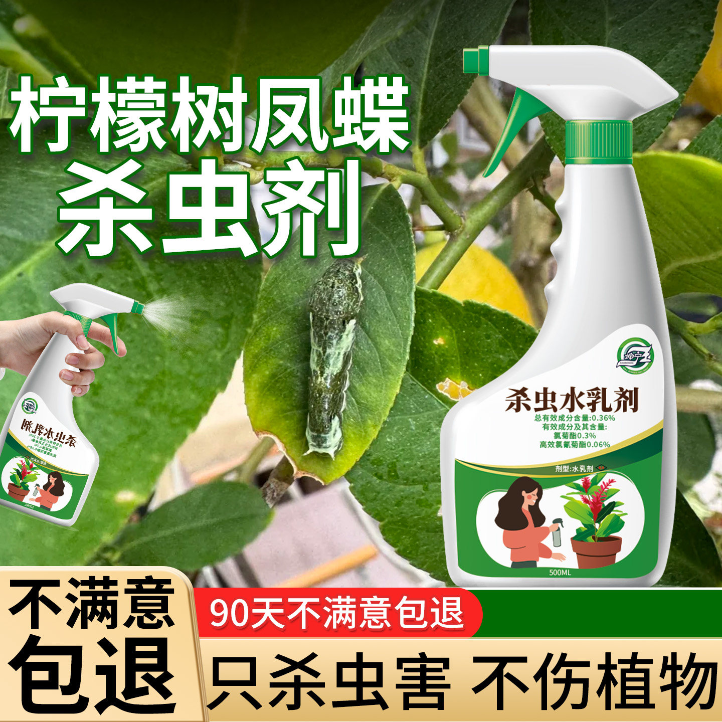 杀柑橘凤蝶幼虫杀虫剂柠檬树专用药花椒柑橘驱虫红蜘蛛潜叶蝇香水图片