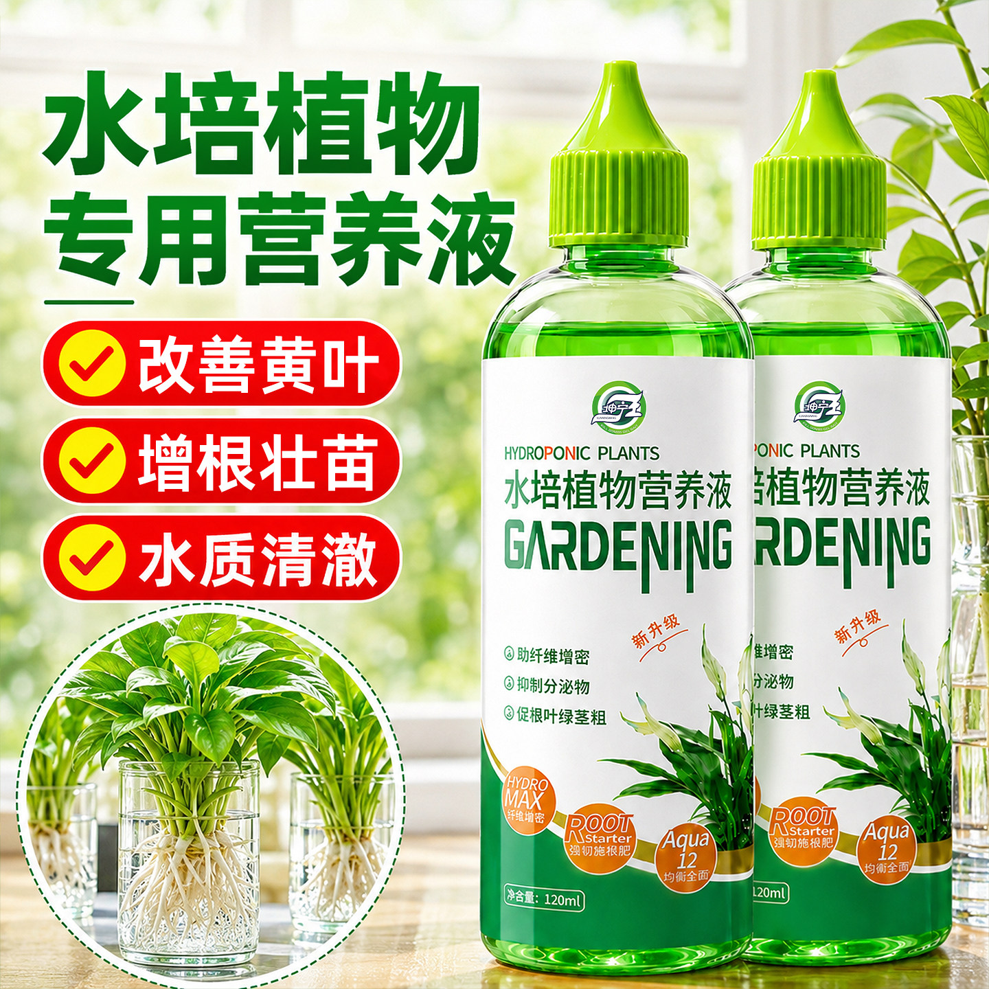 水培植物专用营养液富贵竹转运竹巴西木郁金香绿萝铜钱草通用肥料