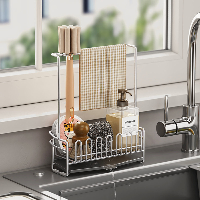 304不锈钢厨房抹布沥水架洗碗池水槽海绵置物架台面窄边放洗碗布,厨房/烹饪用具,厨房置物架/置物柜/角架,淘宝优惠券,粉丝福利购,淘宝优惠卷