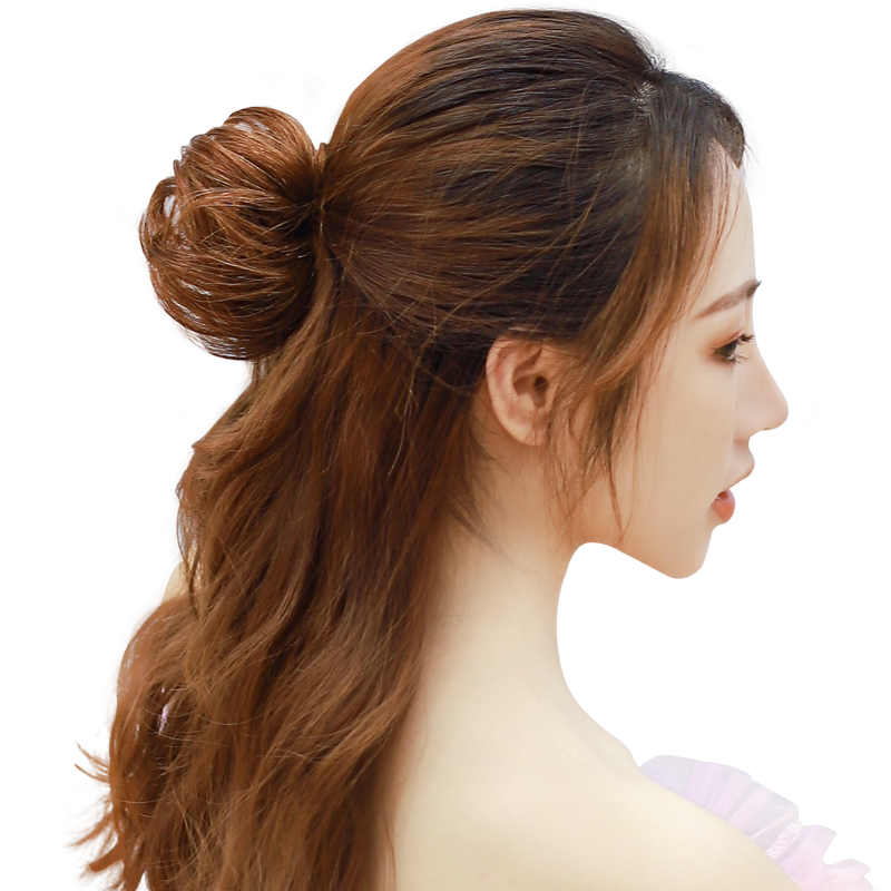 丸子头假发发圈女真发假发圈蓬松盘发髻花苞头马尾神器全真人发