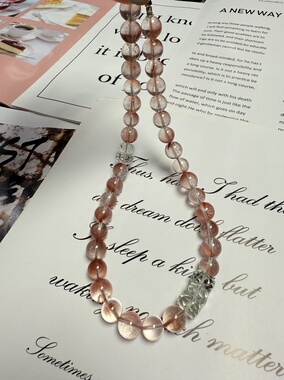 天然红兔毛S925纯银串珠女款招财送女友闺蜜原创设计项链46cm