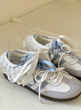 2025新款韩系时尚新宠多层蕾丝复古淑女风德训鞋女鞋鞋套氛围感