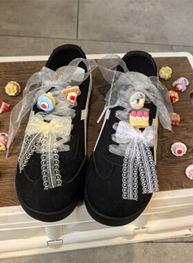 可爱鞋花高级感立体蛋糕装饰蕾丝蝴蝶结鞋扣芭蕾风百搭甜酷装饰