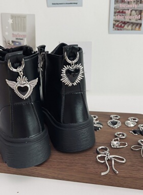 鞋花金属朋克风马丁靴皮靴秋冬配饰diy爱心鞋配件鞋扣金属装饰扣