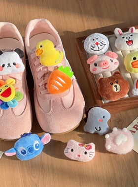 毛绒公仔鞋带扣秋冬儿童鞋花熊猫女童鞋面DIY装饰扣高级感鞋卡扣