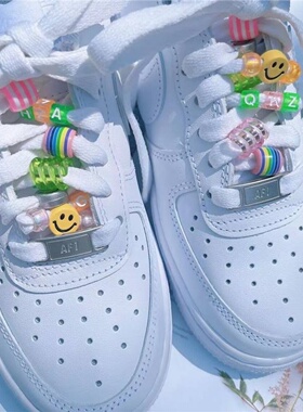 DIY鞋扣配饰可拆卸空军一号帆布鞋花笑脸字母串珠鞋带装饰卡通