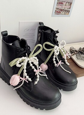 郁金香串珠蝴蝶结鞋带扣靴子鞋花挂饰手工鞋服配件女鞋童鞋东大门