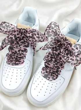 新品适配1970s AJ1AF1雪纱绸缎绸带蕾丝豹纹鞋带少女可爱清纯丝带