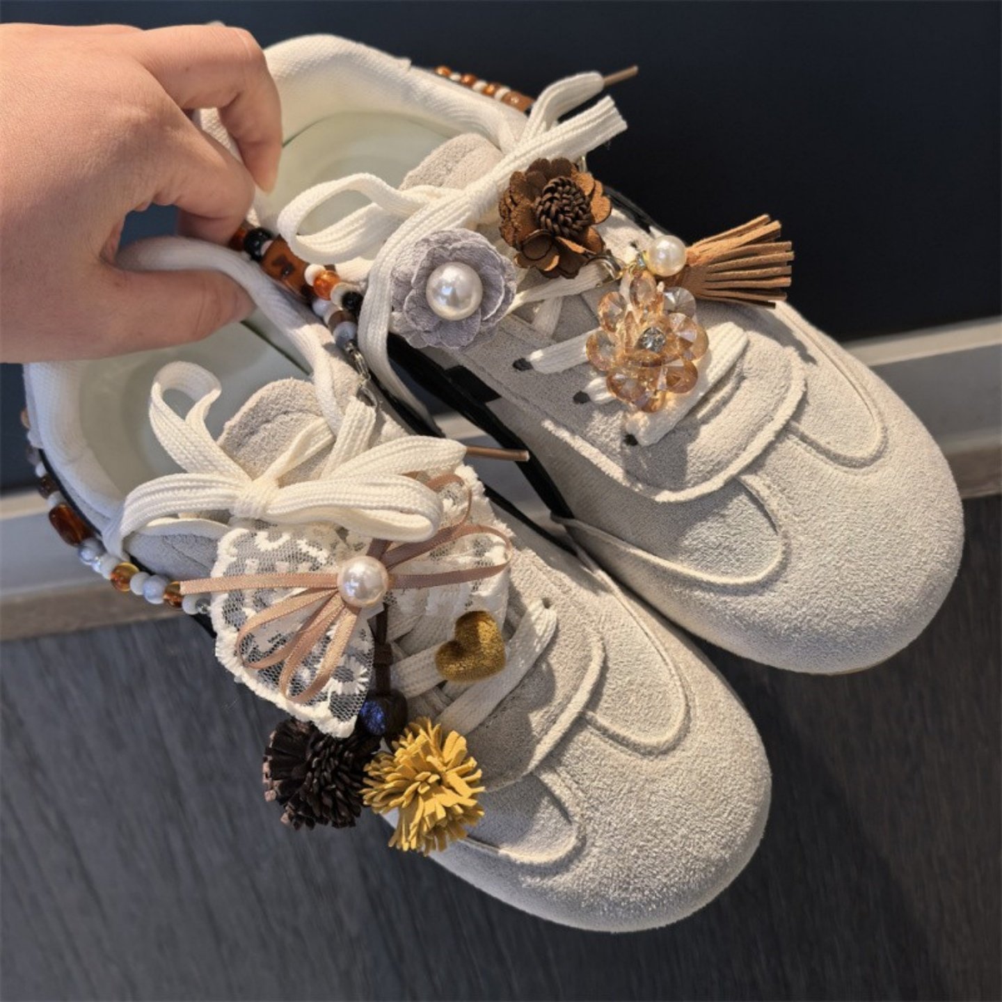 适配美拉德MIU系鞋花串珠后跟链豹纹蕾丝蝴蝶结鞋带扣德训鞋装饰,服饰配件/皮带/帽子/围巾,鞋扣,淘宝优惠券,粉丝福利购,淘宝优惠卷