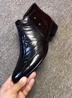 202高端休闲软皮新款高帮男士切尔西马丁靴韩版侧拉链休闲男皮鞋