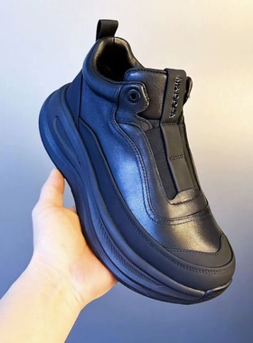 61581广州秋冬新款时尚百搭一脚蹬加厚加棉牛皮商务男鞋休闲鞋男