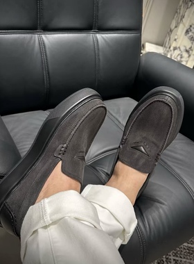 42311欧洲站新款时尚商务休闲懒人一脚蹬纯皮厚底时尚老钱风男鞋