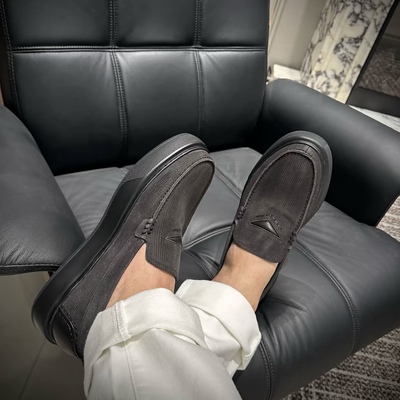 42311欧洲站新款时尚商务休闲懒人一脚蹬纯皮厚底时尚老钱风男鞋