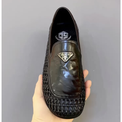 夏季软皮编织豆豆鞋新款低帮男士一脚蹬舒适透气休闲男鞋25883