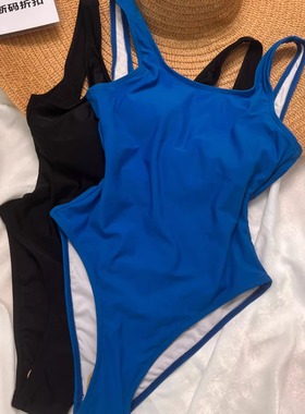 品牌断码折扣】黑色/蓝色二色 闺蜜款 性感大露背保守连体泳衣女