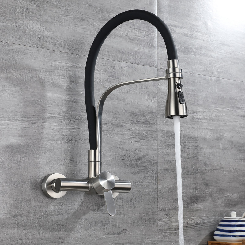 入墙式水龙头冷热万向厨房折叠抽拉喷头洗衣池嵌混水阀洗菜盆防溅,家装主材,厨房龙头,淘宝优惠券,粉丝福利购,淘宝优惠卷