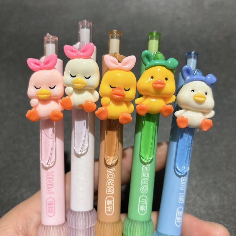 可爱小鸭子挂件笔学生按动考试笔