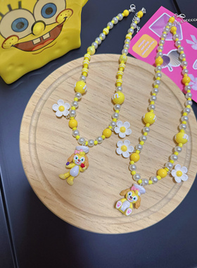 Liya手作卡通饰品迪士尼拍照可琦安饼饼狗花朵珍珠项链多巴胺饰品