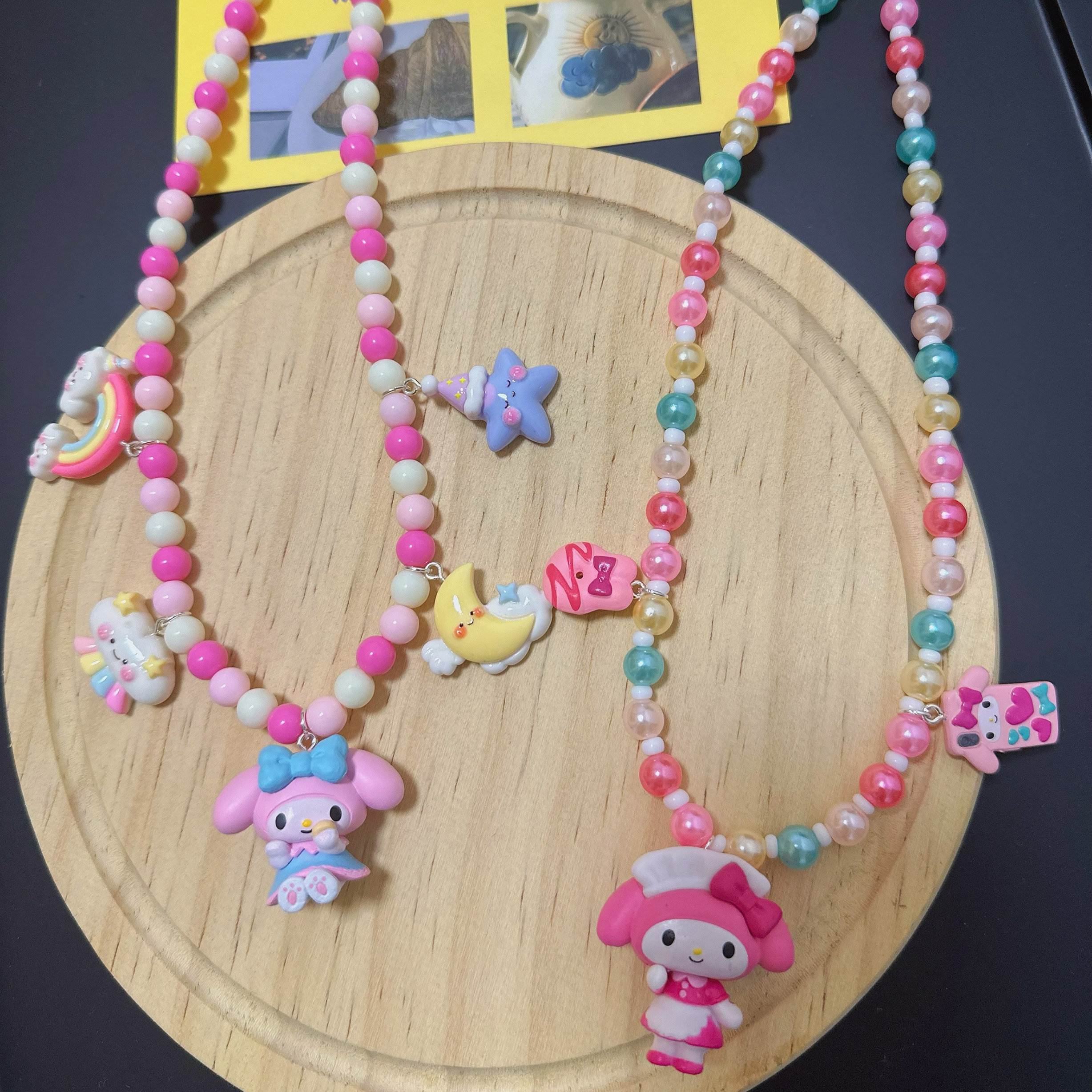 日韩多巴胺个性彩色串珠项女可爱糖果色玩具总动员美乐蒂毛衣链女