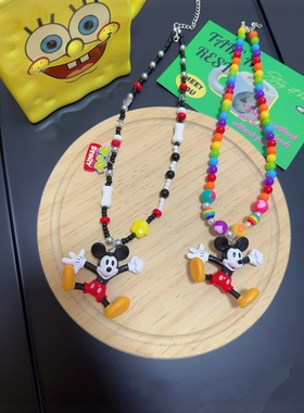 Liya手作卡通童趣多巴胺彩色串珠饰品配饰迪士尼米奇米老鼠项链女