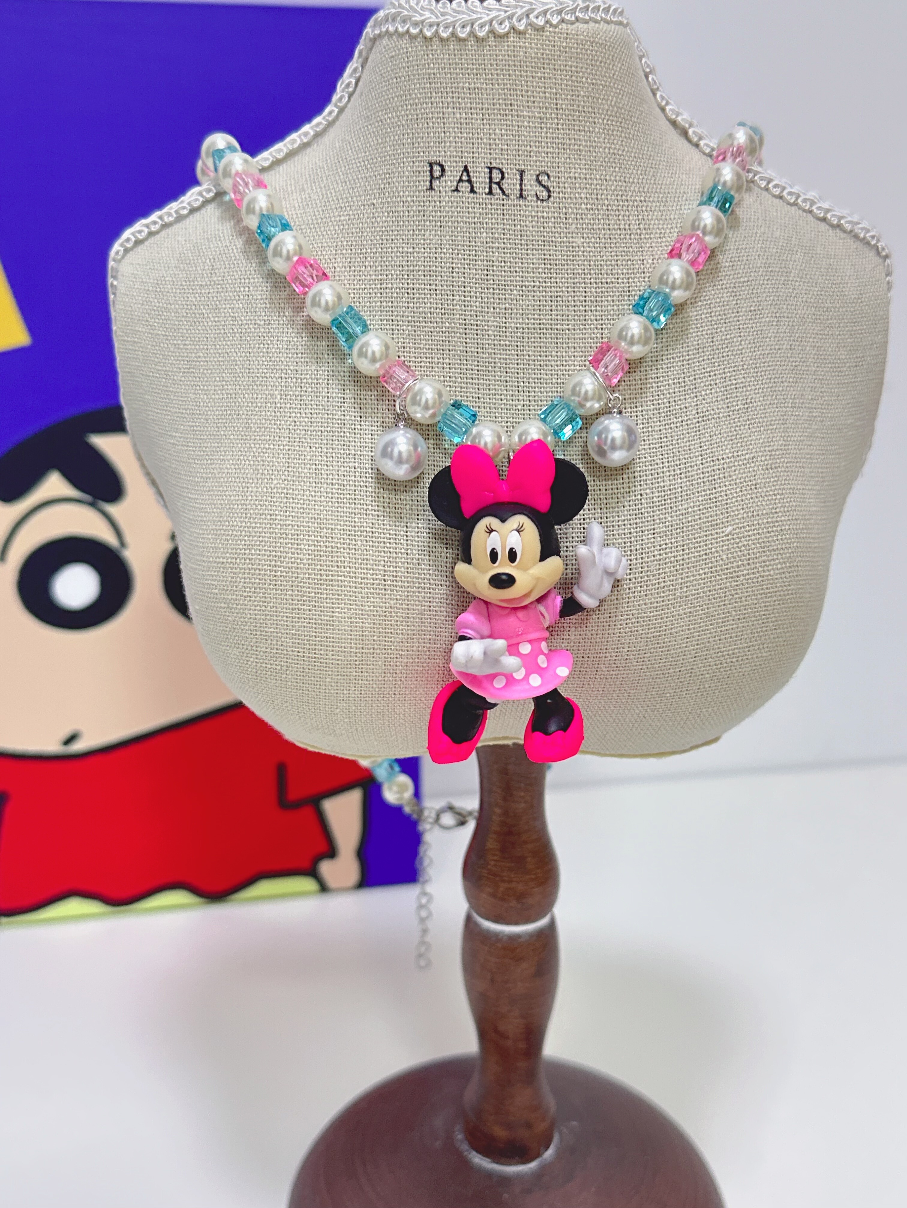 Liya手作饰品迪士尼米妮米老鼠卡通可爱项链女多巴胺长款毛衣链女