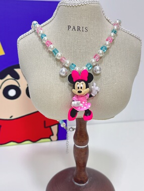 Liya手作饰品迪士尼米妮米老鼠卡通可爱项链女多巴胺长款毛衣链女