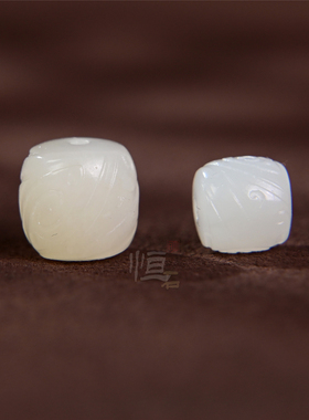 和田玉散珠白玉博古桶珠diy配珠
